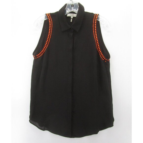 Sandro Tops - Sandro Top 3 Paris Blouse Studded Button Up Collared Career Large